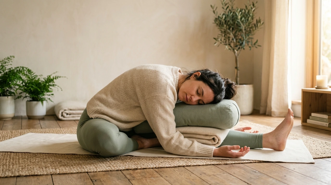 Posture de yin yoga tenue au sol
