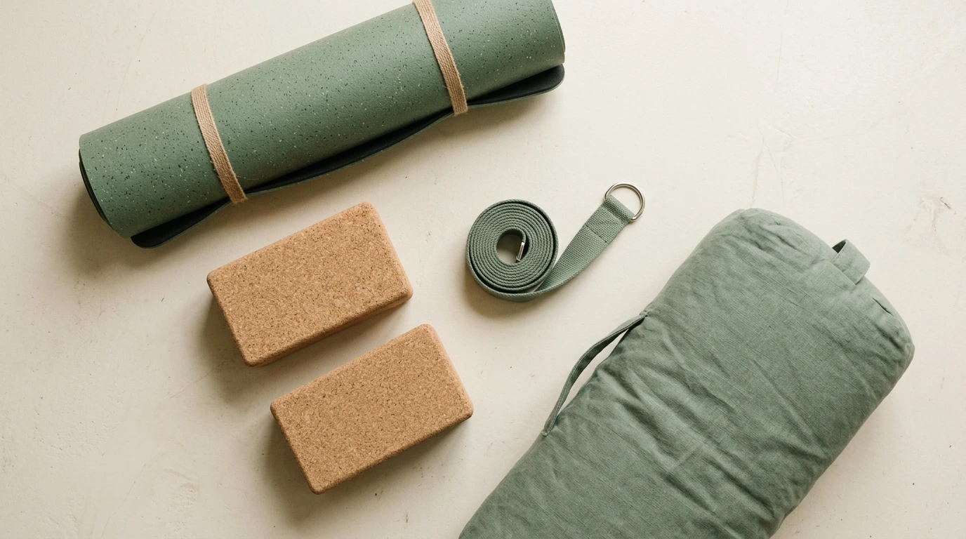 Tapis et accessoires de yoga bien ranges