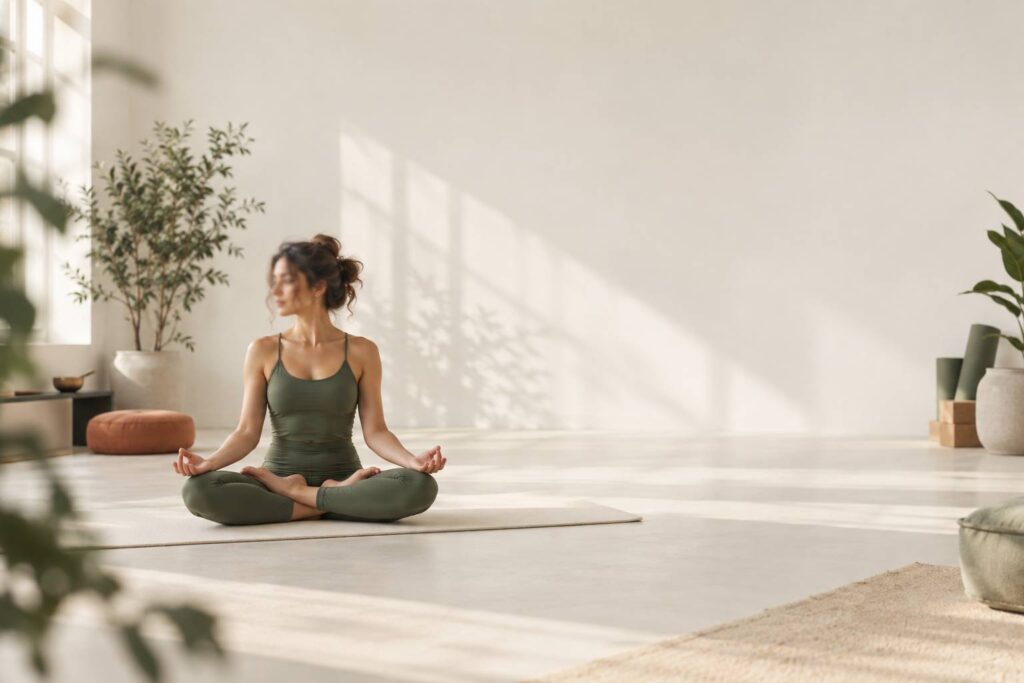 Illustration éditoriale du sujet : Padmasana : la posture du lotus, un symbole d'équilibre et de méditation