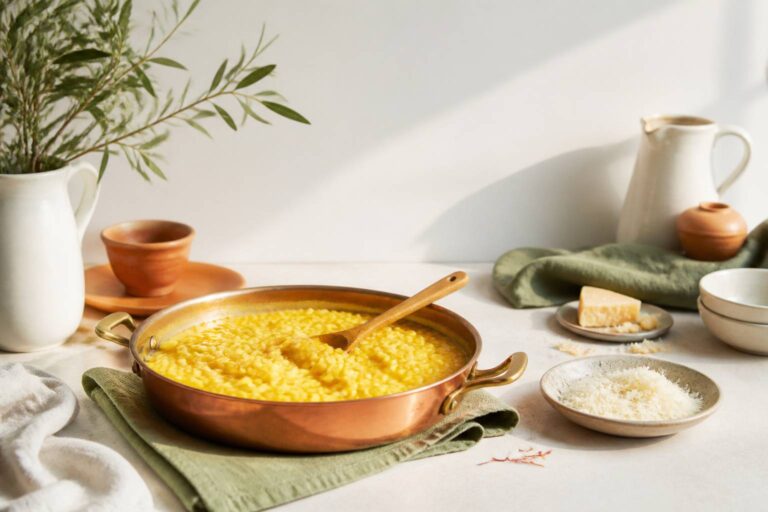 Délice crémeux : Risotto à la milanaise au safran et parmesan fondant