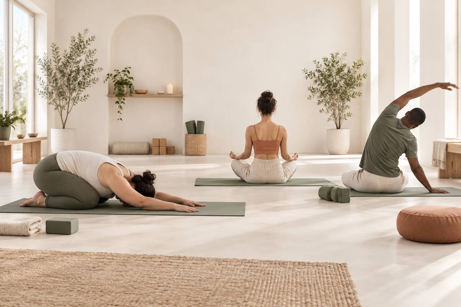 Illustration éditoriale du sujet : Yoga pour débutants : 5 astuces essentielles pour bien commencer votre pratique en douceur
